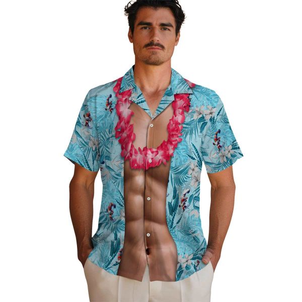 Skiing Chest Illusion Hawaiian Shirt High quality