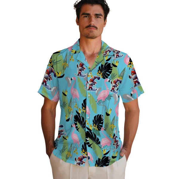 Skiing Flamingo Leaves Hawaiian Shirt High quality