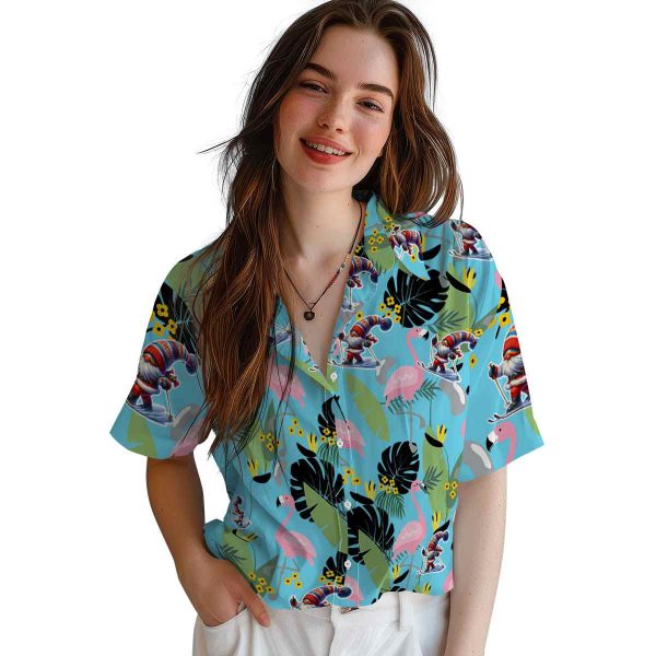 Skiing Flamingo Leaves Hawaiian Shirt Trendy