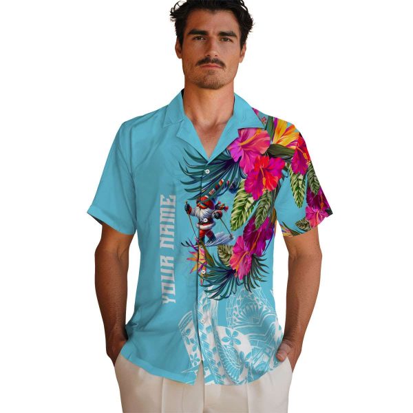 Skiing Floral Polynesian Hawaiian Shirt High quality