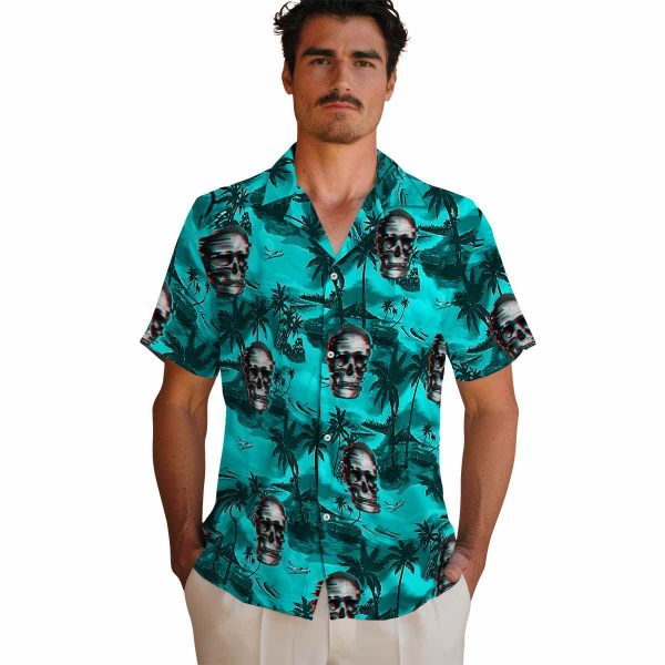 Skull Coastal Palms Hawaiian Shirt High quality