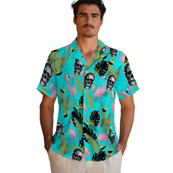 Skull Flamingo Leaves Hawaiian Shirt High quality