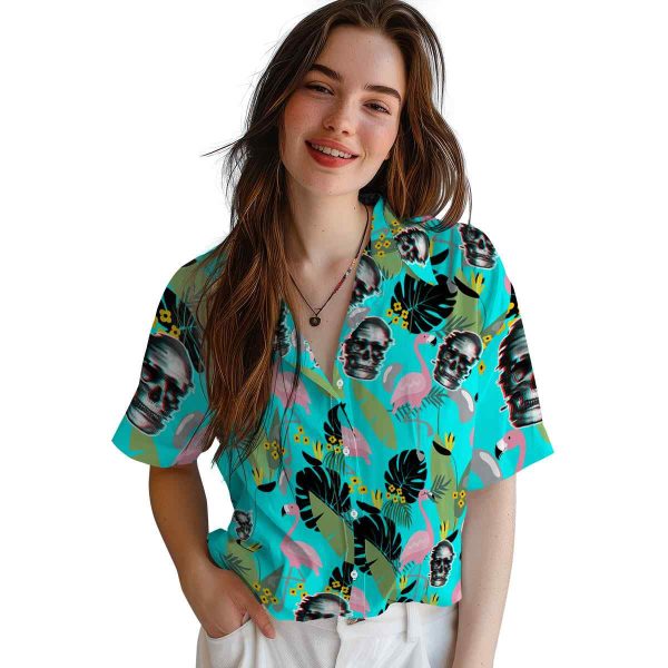 Skull Flamingo Leaves Hawaiian Shirt Trendy