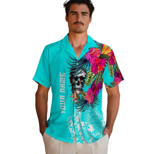 Skull Floral Polynesian Hawaiian Shirt High quality