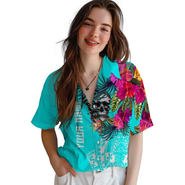 Skull Floral Polynesian Hawaiian Shirt Trendy