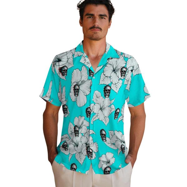 Skull Hibiscus Blooms Hawaiian Shirt High quality