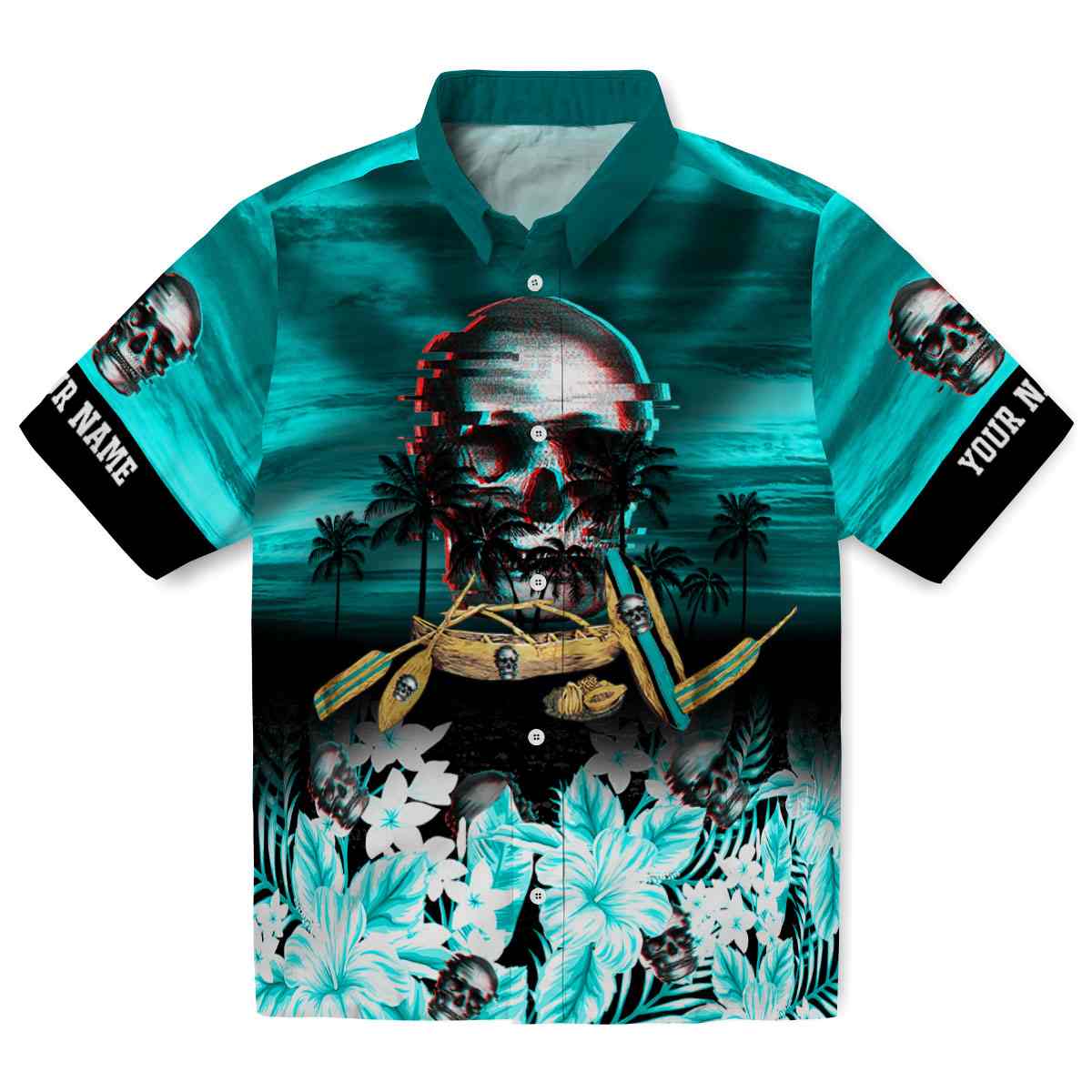 Skull Tropical Canoe Hawaiian Shirt Best selling