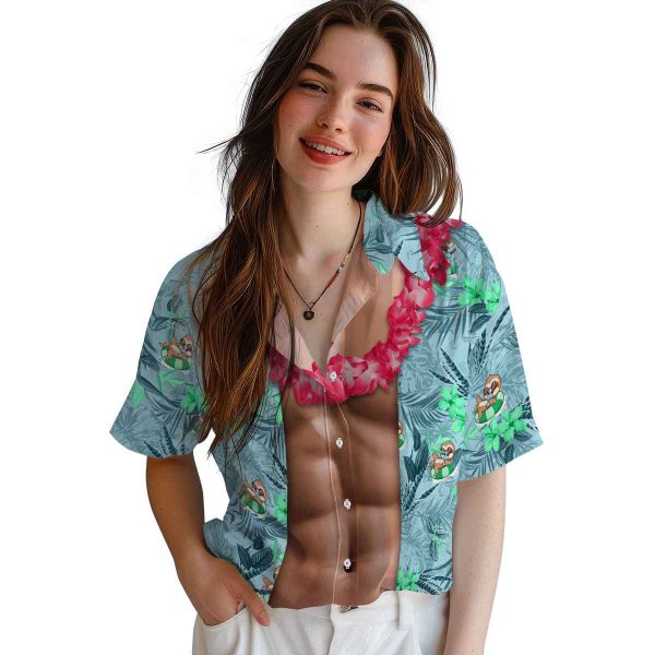 Sloth Chest Illusion Hawaiian Shirt Trendy