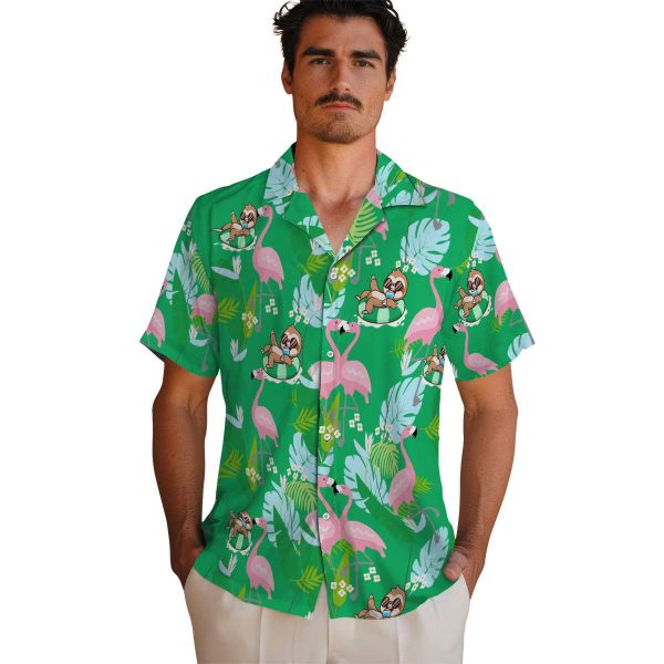 Sloth Flamingo Foliage Hawaiian Shirt High quality