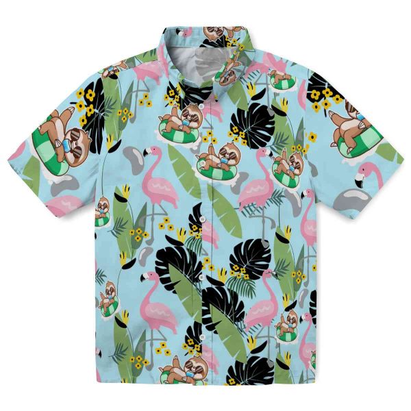 Sloth Flamingo Leaves Hawaiian Shirt Best selling