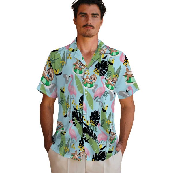 Sloth Flamingo Leaves Hawaiian Shirt High quality