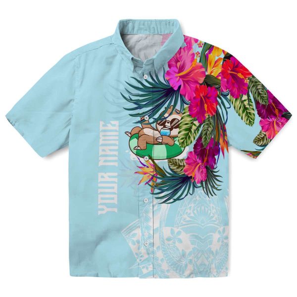 Sloth Floral Polynesian Hawaiian Shirt Best selling