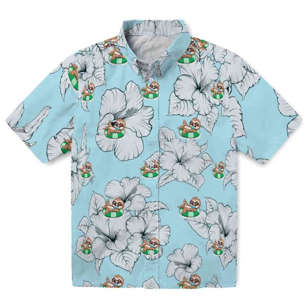 Sloth Hibiscus Blooms Hawaiian Shirt Best selling