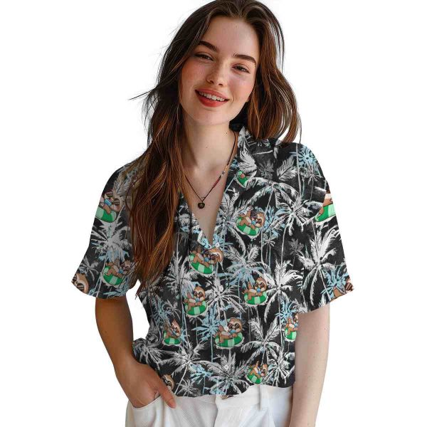 Sloth Palm Pattern Hawaiian Shirt Trendy