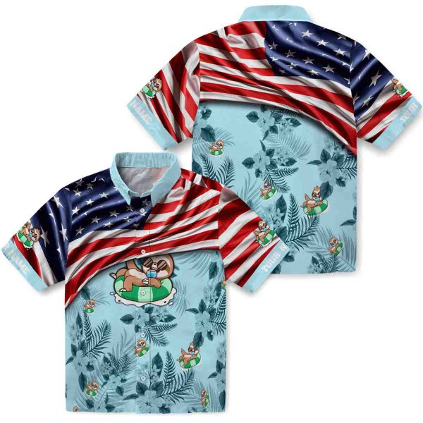 Sloth US Flag Hibiscus Hawaiian Shirt Latest Model