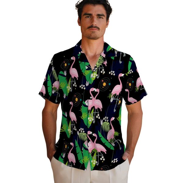 Space Flamingo Foliage Hawaiian Shirt High quality