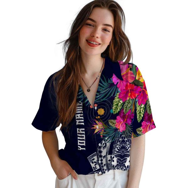 Space Floral Polynesian Hawaiian Shirt Trendy