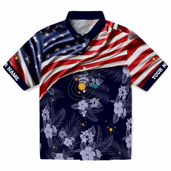 Space US Flag Hibiscus Hawaiian Shirt Best selling