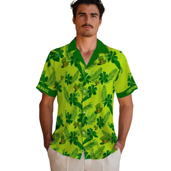 St Patricks Day Botanical Print Hawaiian Shirt High quality