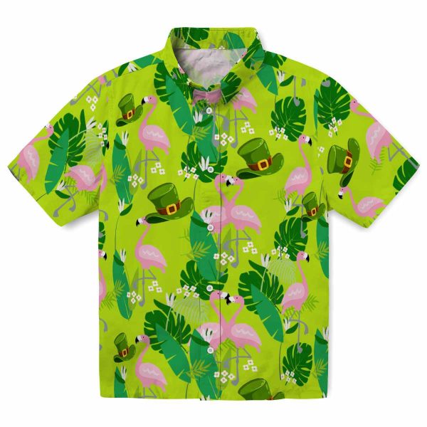 St Patricks Day Flamingo Foliage Hawaiian Shirt Best selling