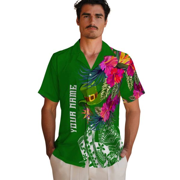 St Patricks Day Floral Polynesian Hawaiian Shirt High quality