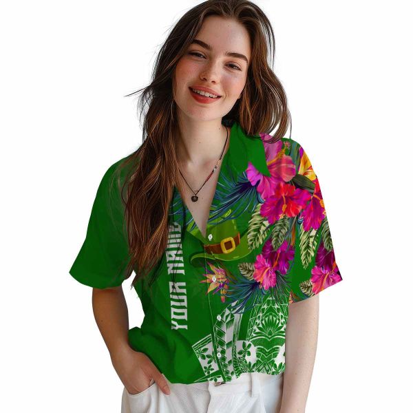 St Patricks Day Floral Polynesian Hawaiian Shirt Trendy