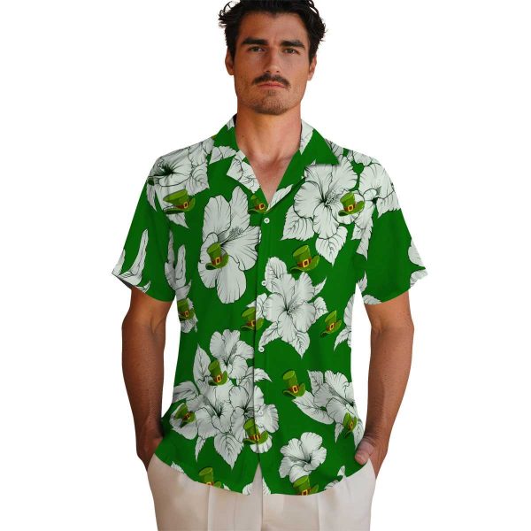 St Patricks Day Hibiscus Blooms Hawaiian Shirt High quality