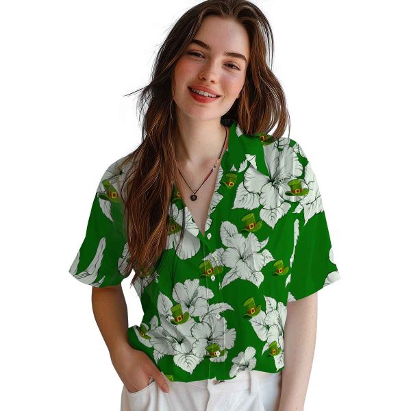 St Patricks Day Hibiscus Blooms Hawaiian Shirt Trendy