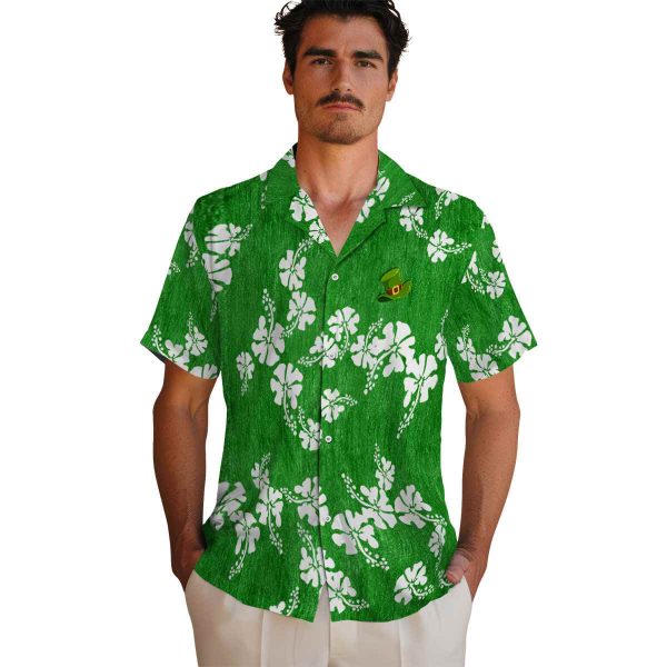 St Patricks Day Hibiscus Clusters Hawaiian Shirt High quality