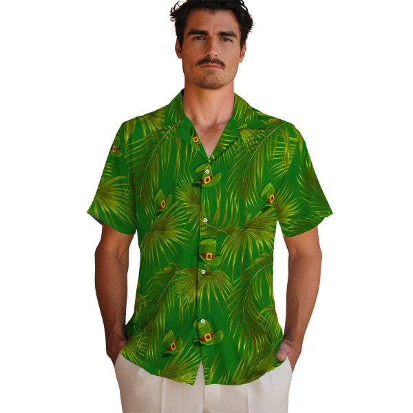 St Patricks Day Leafy Palms Hawaiian Shirt High quality