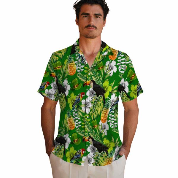 St Patricks Day Tropical Toucan Hawaiian Shirt High quality