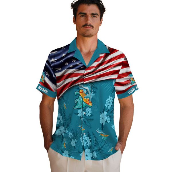 Summer US Flag Hibiscus Hawaiian Shirt High quality