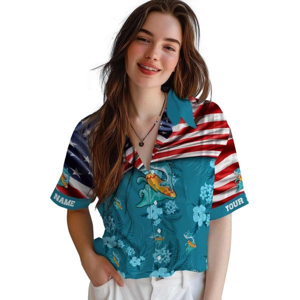 Summer US Flag Hibiscus Hawaiian Shirt Trendy