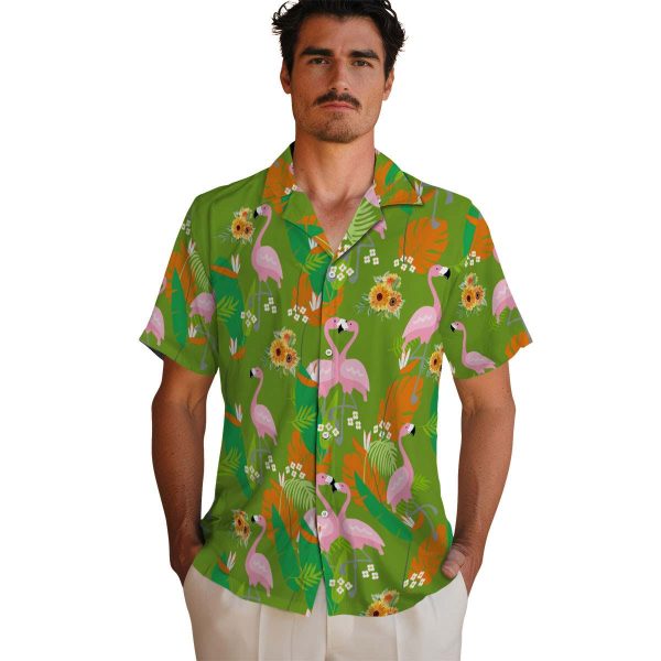 Sunflower Flamingo Foliage Hawaiian Shirt High quality