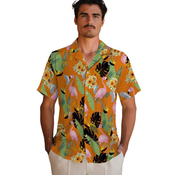 Sunflower Flamingo Leaves Hawaiian Shirt High quality