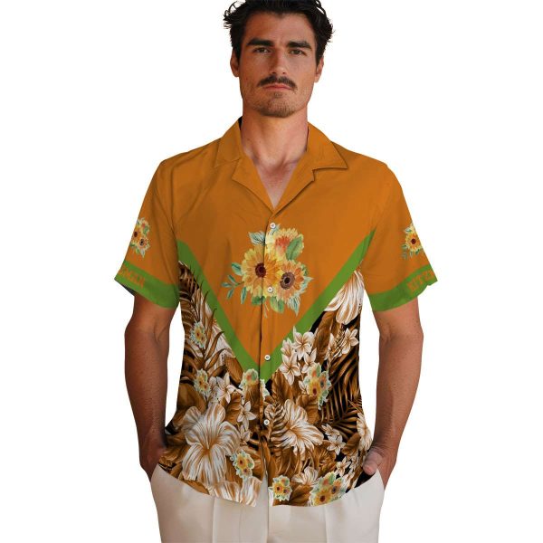 Sunflower Floral Chevron Hawaiian Shirt High quality