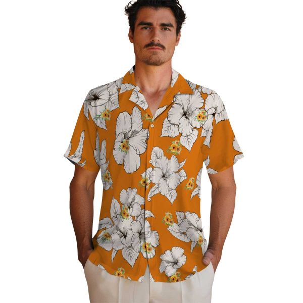 Sunflower Hibiscus Blooms Hawaiian Shirt High quality