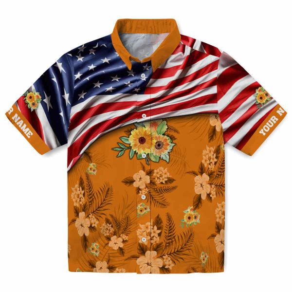 Sunflower US Flag Hibiscus Hawaiian Shirt Best selling