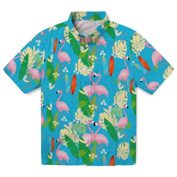 Surf Flamingo Foliage Hawaiian Shirt Best selling