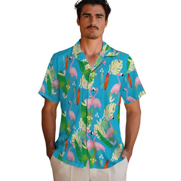 Surf Flamingo Foliage Hawaiian Shirt High quality