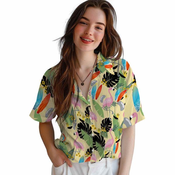 Surf Flamingo Leaves Hawaiian Shirt Trendy