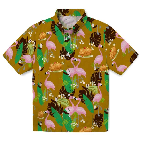 Thanksgiving Flamingo Foliage Hawaiian Shirt Best selling