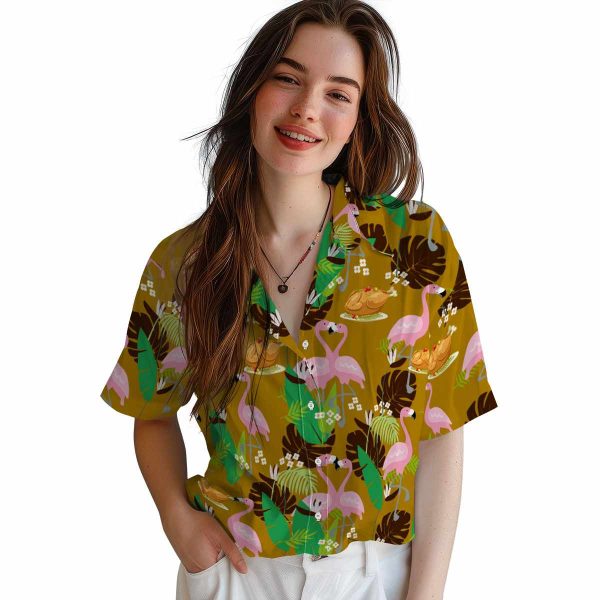 Thanksgiving Flamingo Foliage Hawaiian Shirt Trendy