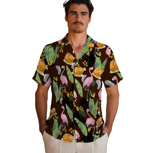 Thanksgiving Flamingo Leaves Hawaiian Shirt High quality