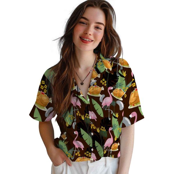 Thanksgiving Flamingo Leaves Hawaiian Shirt Trendy