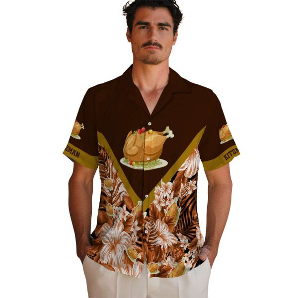 Thanksgiving Floral Chevron Hawaiian Shirt High quality