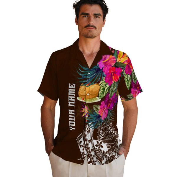 Thanksgiving Floral Polynesian Hawaiian Shirt High quality