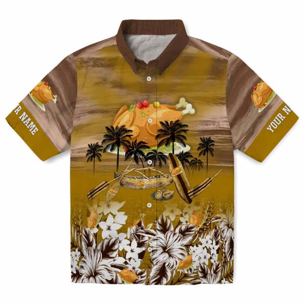 Thanksgiving Tropical Canoe Hawaiian Shirt Best selling