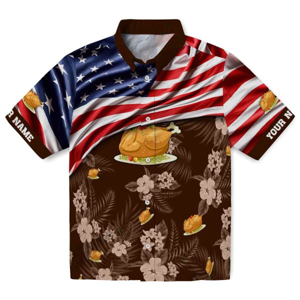 Thanksgiving US Flag Hibiscus Hawaiian Shirt Best selling