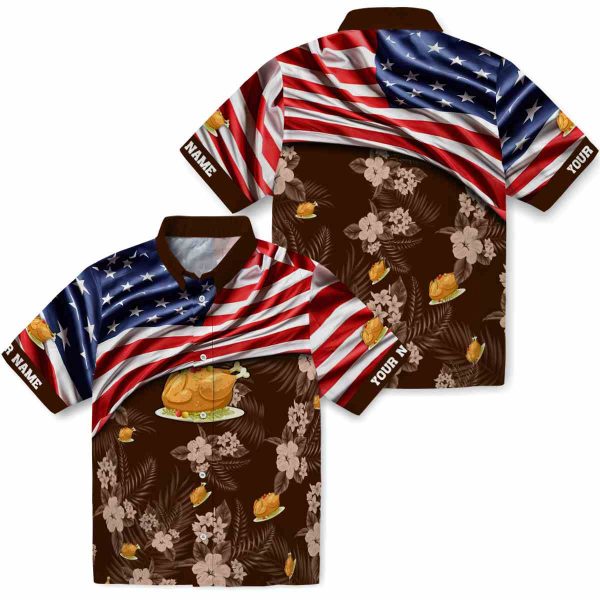 Thanksgiving US Flag Hibiscus Hawaiian Shirt Latest Model